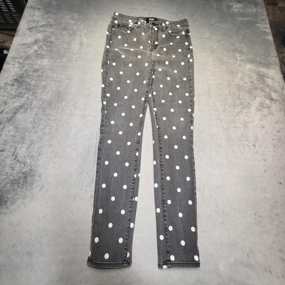 Paige Jeans Womens 28 Black Hoxton Skinny Polka Dot Stretch Dark Wash Denim
